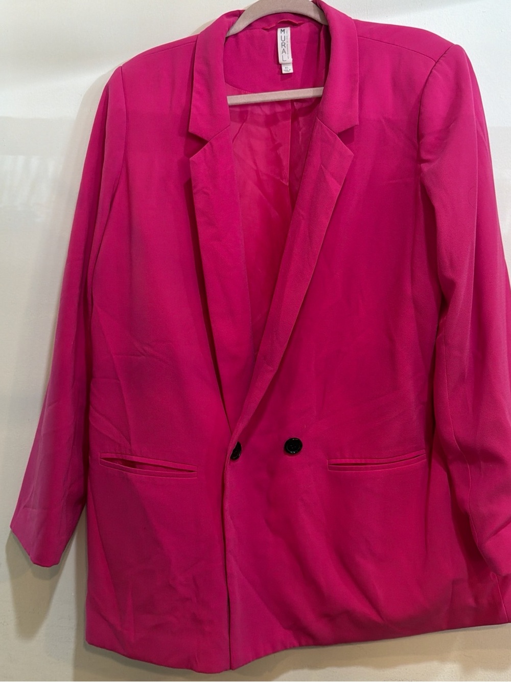 Mural Bright Pink Double-Button Blazer